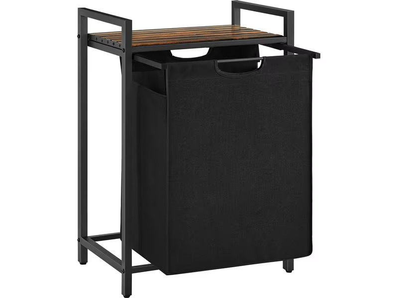 VASAGLE Wäschekorb  mit Ablage 65 l, Schwarz