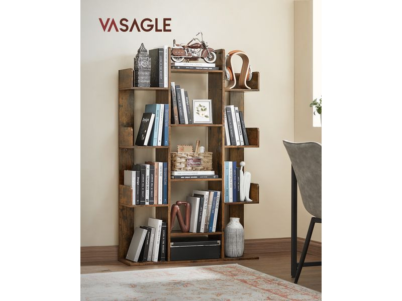 VASAGLE Regal mit 13 Ablagen 86 x 25 x 140 cm, Braun