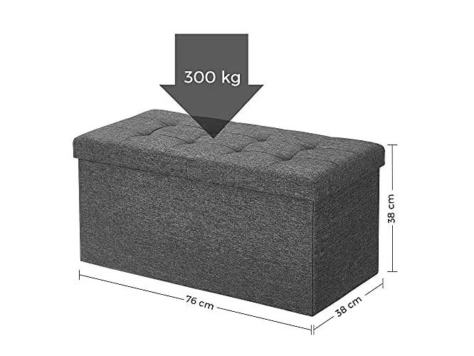 Songmics Truhe mit Klappdeckel 76 x 38 x 38 cm, Dunkelgrau