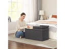 Songmics Truhe mit Klappdeckel 76 x 38 x 38 cm, Dunkelgrau