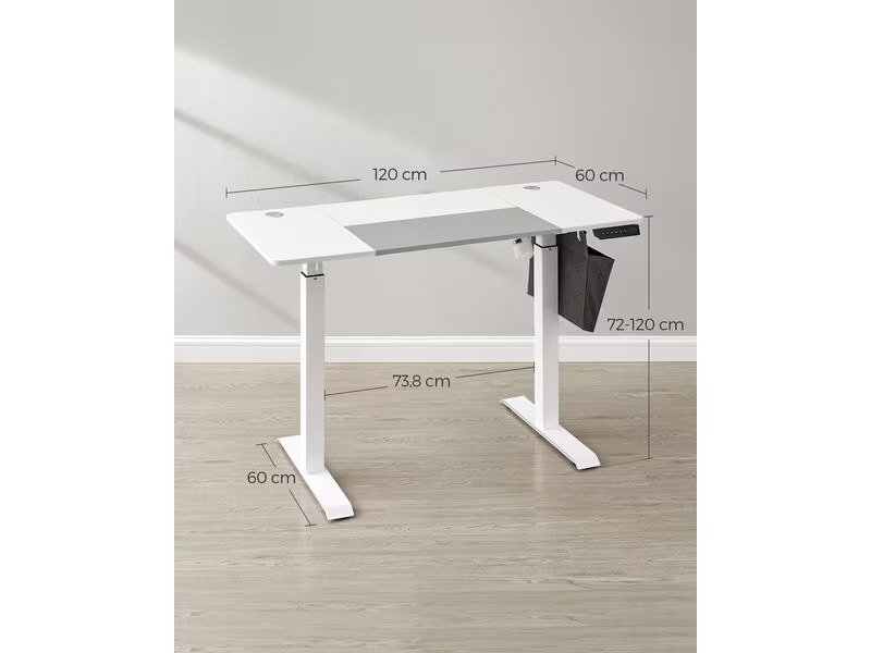 Songmics Tischgestell mit Platte 120 x 60 cm, höhenverstellbar