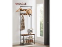 VASAGLE Garderobenständer 32.2 x 64 x 180 cm, Braun/Schwarz