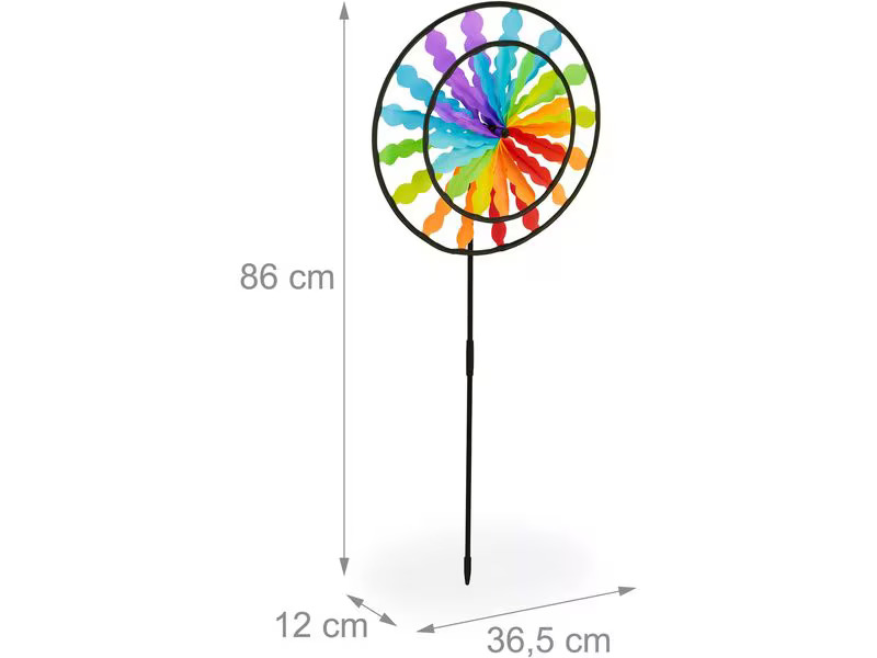 relaxdays Windrad Regenbogen 2er Set 86 cm