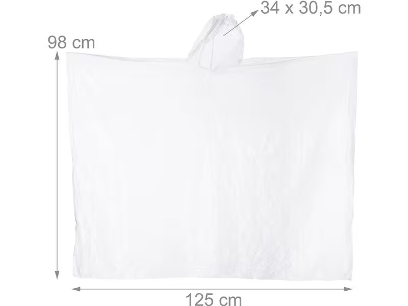 relaxdays Regenponcho 20 Stück, Transparent