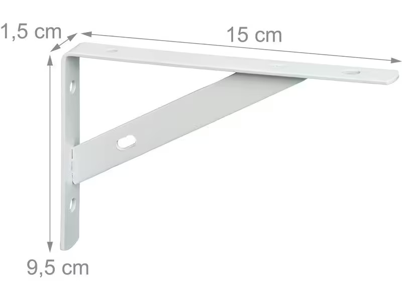 relaxdays Regalträger 6er Set 9.5 x 15 cm, Weiss