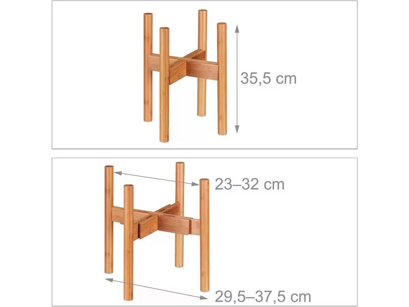 relaxdays Pflanzenständer verstellbar 35.5 cm, Hellbraun