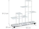 relaxdays Pflanzenständer mit Rollen 91.5 cm, Weiss