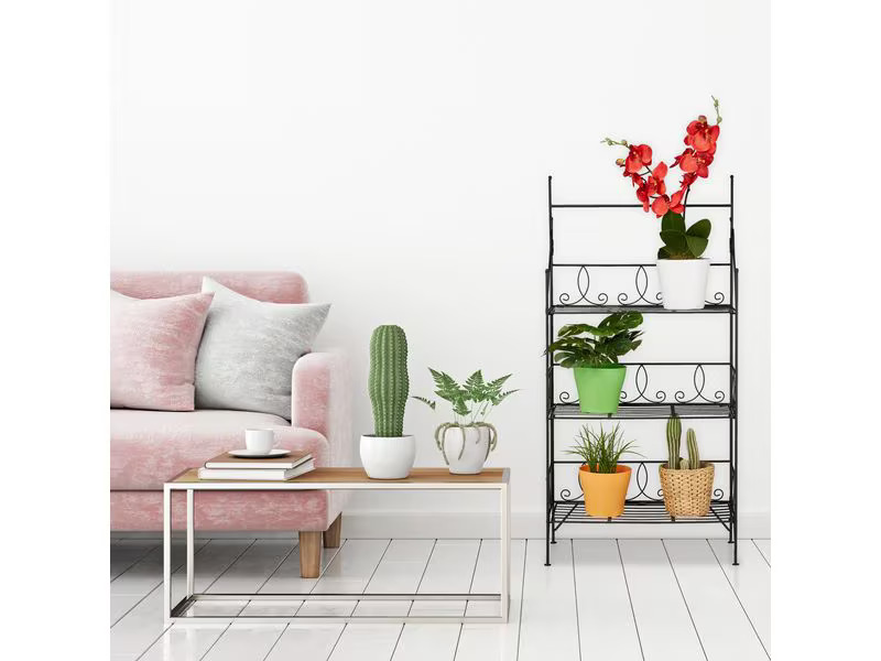 relaxdays Pflanzenständer Antik klappbar 100 cm, Schwarz