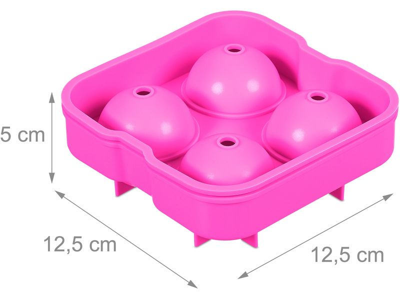 relaxdays Eiswürfelform Kugel 2 Stück, Pink