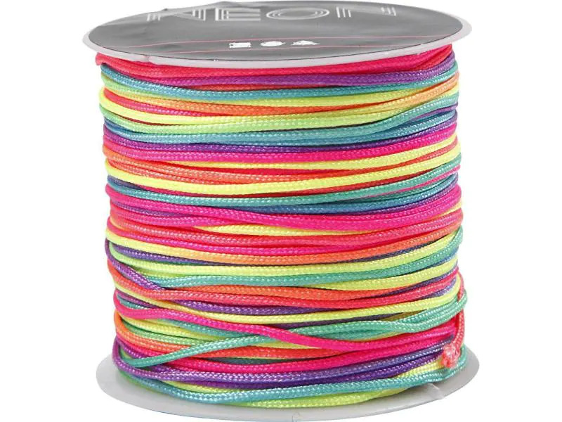 Creativ Company Macramé-Band 1 mm, Neon multi, 28 m