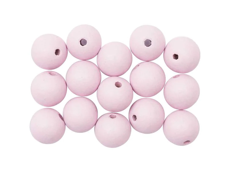 Rico Design Holzperlen Gebohrt 12 mm Rosa, 15 Stück