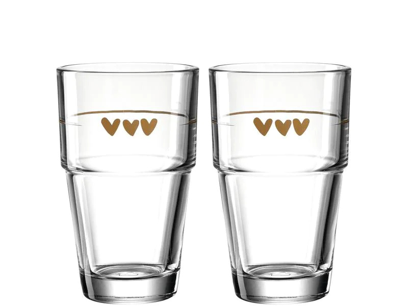 Leonardo Latte Macchiato Becher Napoli Herz 410 ml, Transparent