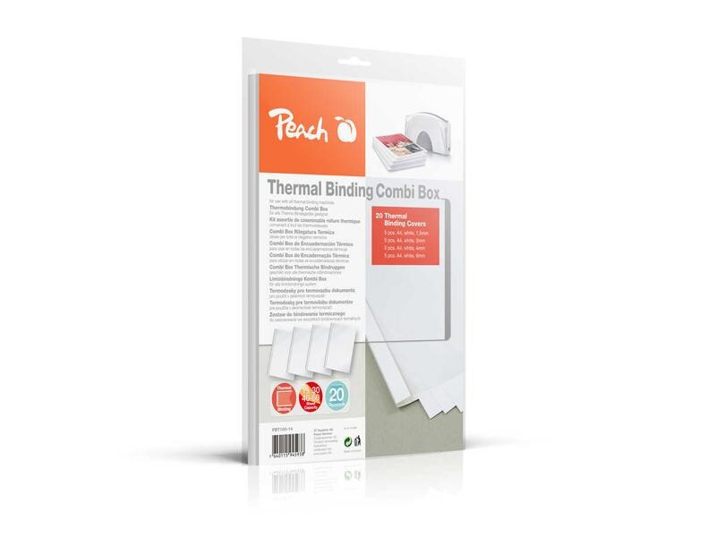 Peach Einbanddeckel Kombi Box A4, für 15-60 Blatt, 20 Stück, Weiss
