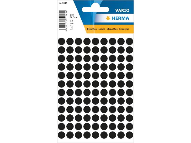 Herma Stickers Klebepunkte Vario Ø 8 mm, Schwarz