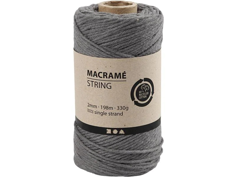 Creativ Company Baumwollgarn Makramé 330 g, Grau