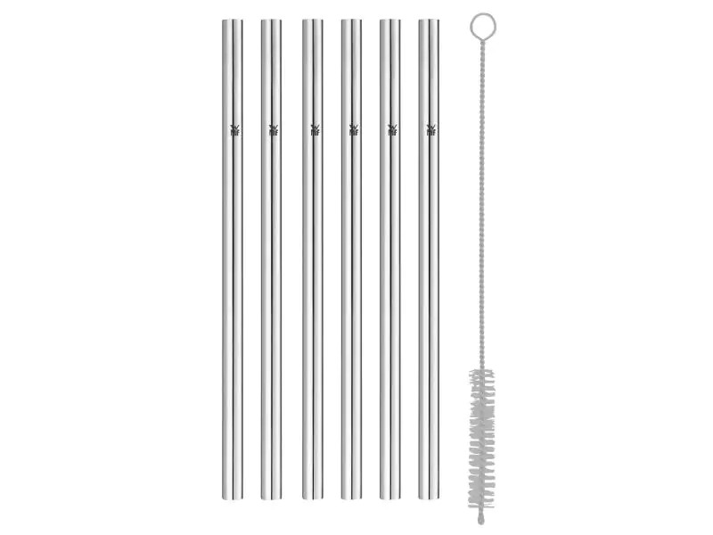 WMF Strohhalm Baric 18 cm gerade, 6 Stück, Silber