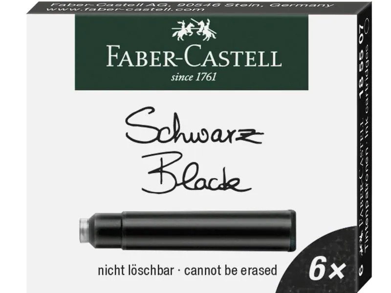 Faber-Castell Tintenpatrone Schwarz, 6 Stück