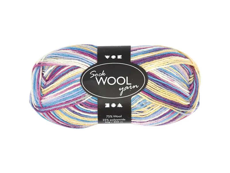 Creativ Company Wolle 50 g für Socken, Creme/Lila