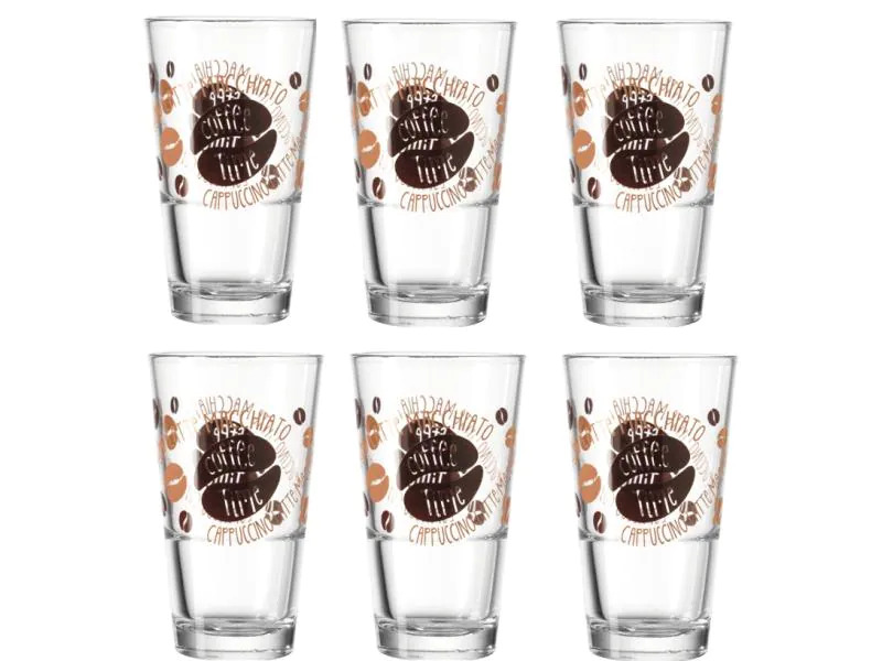 Montana Latte Macchiato Tasse Vintage 330 ml, 6 Stück, Transparent