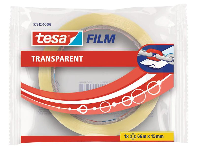 tesa Klebeband 15 mm x 66 m, Transparent, 1 Rolle