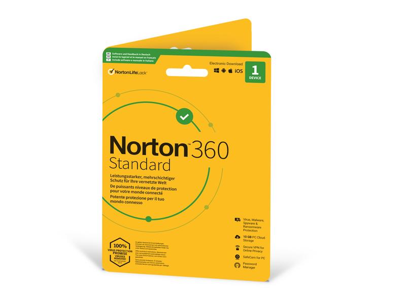 Norton Norton 360 Standard Sleeve, 1 Dev., 1yr, 10GB Cloud Speicher