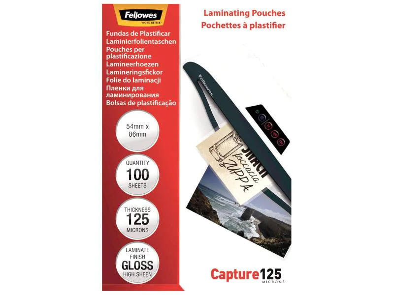 Fellowes Laminierfolie 5.4 x 8.6 cm, 125 µm, 100 Stück, Glänzend