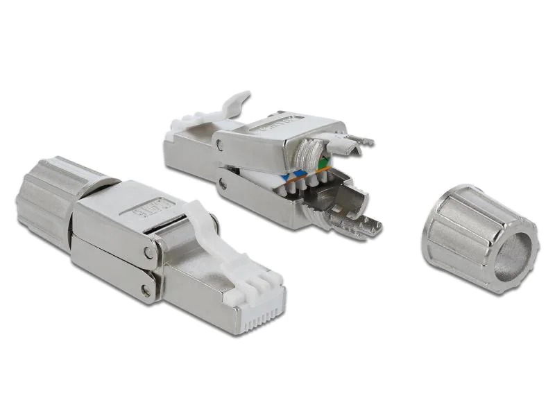Delock Stecker RJ45 Cat.6 1 Stück, Grau, geschirmt, werkzeugfrei