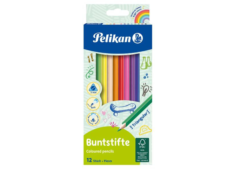 Pelikan Farbstifte dreikant Dünn, 12er-Set