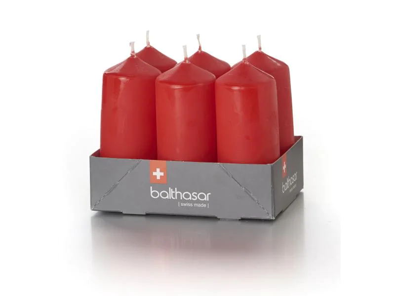 balthasar Zylinderkerze Rot, 6 Stück
