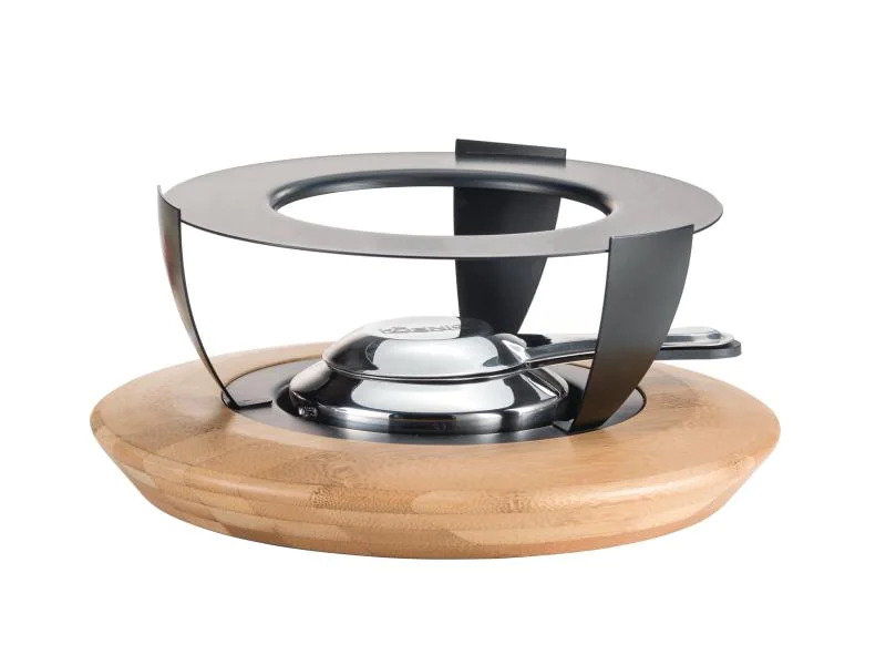 Koenig Fondue-Rechaud Bamboo Anthrazit/Hellbraun/Silber