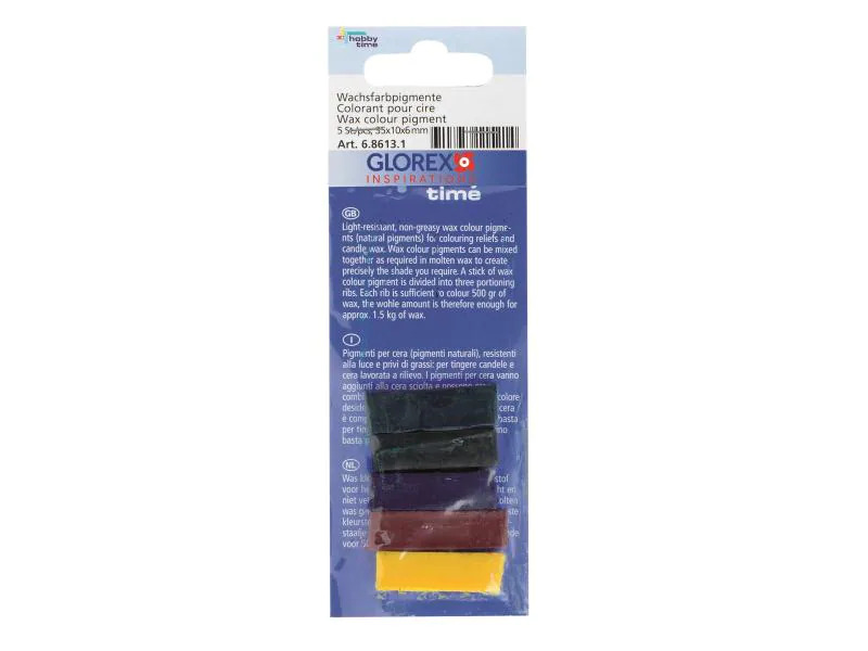 Glorex Wachsfarben 35 x 10 x 6 mm Grün/Gelb/Rot/Schwarz/Violett