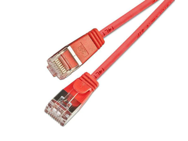 SLIM Slimpatchkabel RJ-45 - RJ-45, Cat 6, U/FTP, 0.15 m, Rot