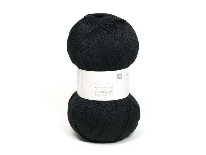 Rico Design Wolle Bamboo Uni für Socken 100 g, Schwarz