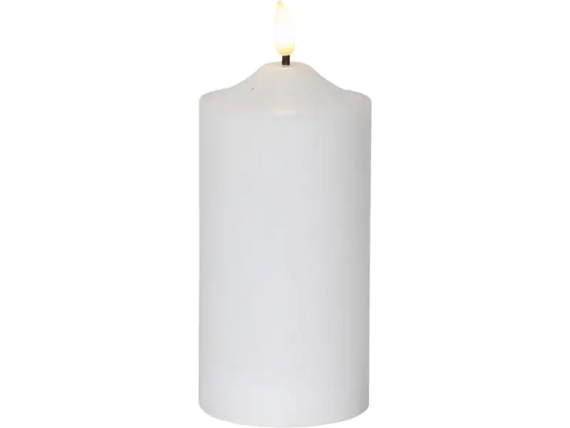 Star Trading LED-Kerze Pillar Flamme Ø 7.5 x 17 cm, Weiss
