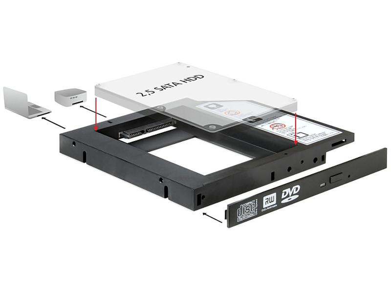 Delock DVD-Schacht Adapter für 2.5 SATA SSD für 2.5 SATA HDD&amp;SSD