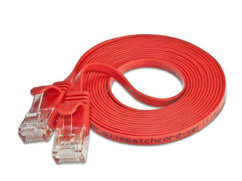 SLIM Slimpatchkabel RJ-45 - RJ-45, Cat 6, UTP, 0.1 m, Rot