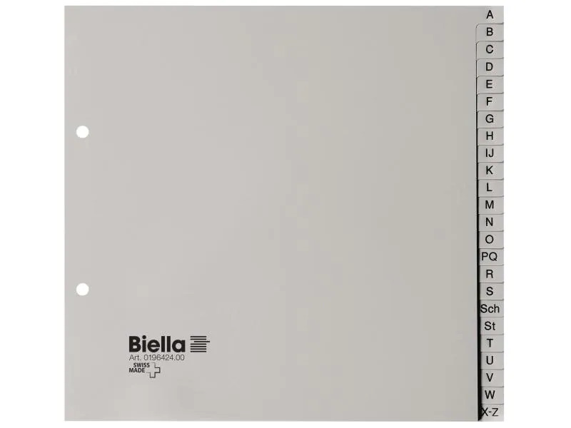 Biella Register A-Z teildeckend mit Indexblatt