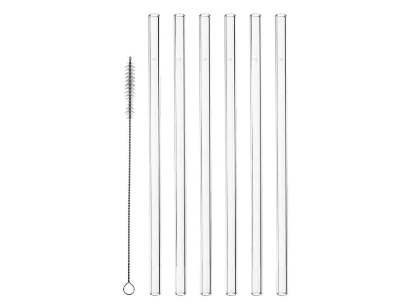 Montana Strohhalm 23 cm mit Bürste, 6 Stück, Tranparent
