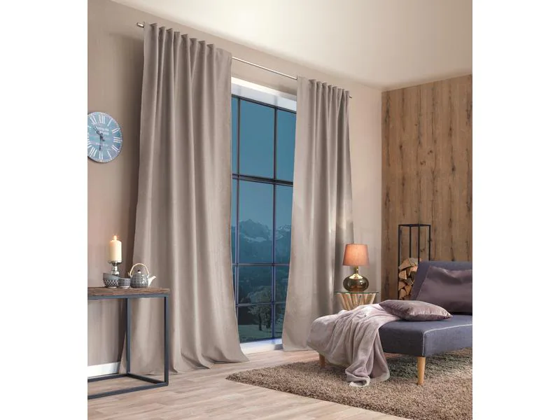 Stotz Decor AG Nachtvorhang mit Faltenband Samedan 135 cm x 225 cm, Natur
