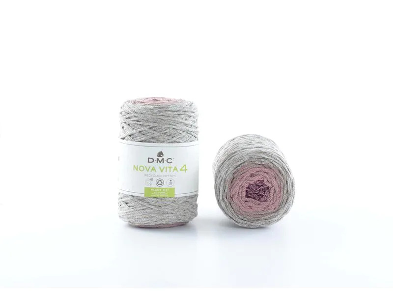 DMC Wolle Nova Vita Makramee Cord 2 mm 250 g Grau; Hellrosa