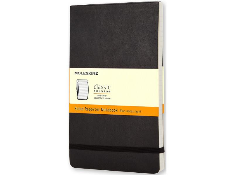 Moleskine Notizbuch Reporter A6 Liniert, Schwarz, 192 Seiten