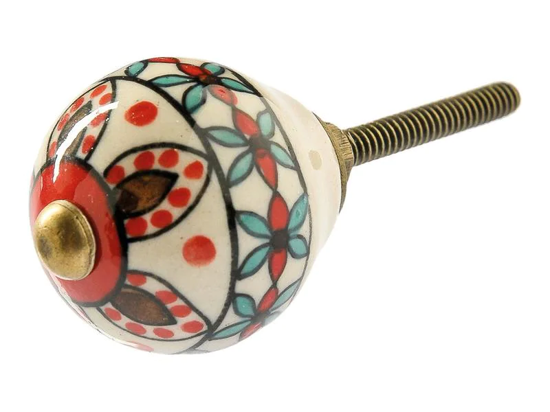 Tranquillo Möbelgriff handgemacht, Ø 3 cm, Weiss/Gold