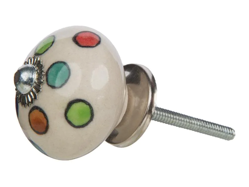 Tranquillo Möbelgriff handgemacht, Ø 4 cm, Beige/Silber