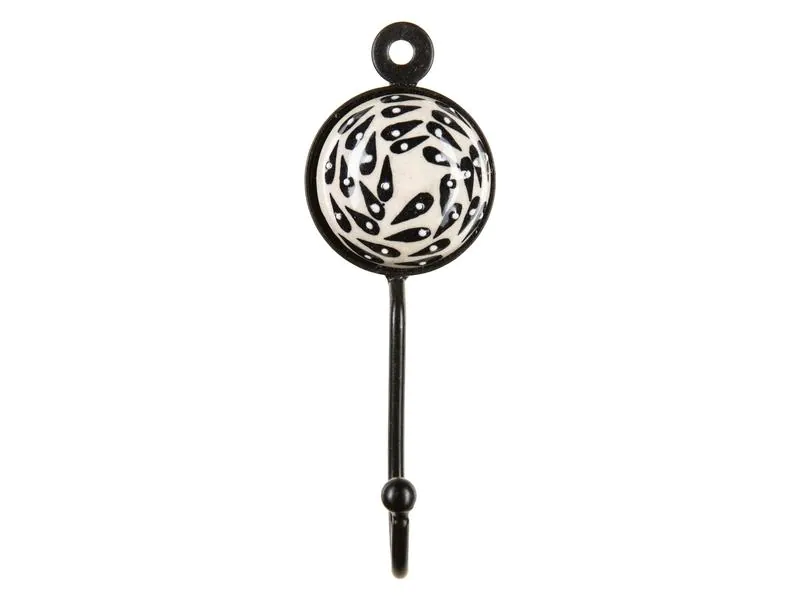 Tranquillo Wandhaken handbemalt Beige/Schwarz