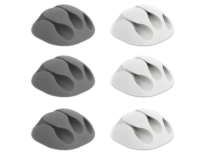Delock Kabelhalter 5 mm, 2x3 Stück, weiss, grau, 3 Durchführungen