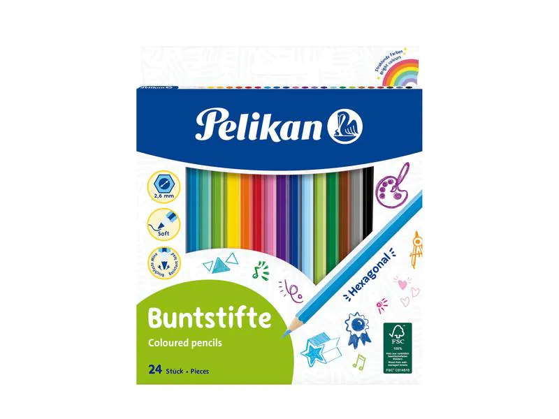 Pelikan Farbstifte sechseckig Dünn, 24-er Set
