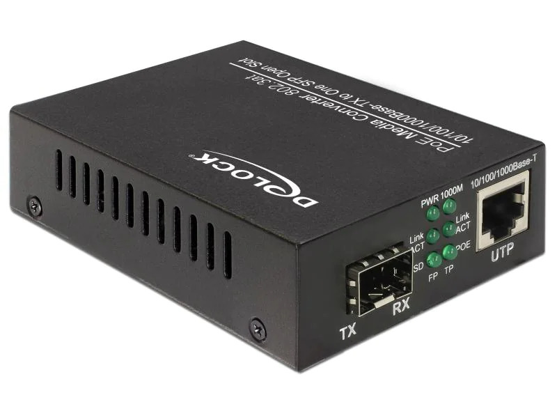 Delock Medienkonverter SFP - RJ45 1Gbps mit PoE+