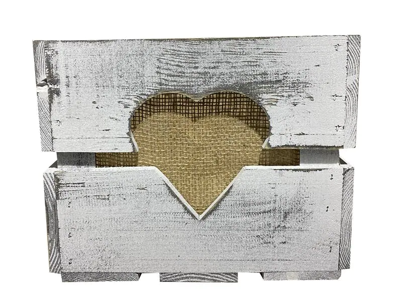 Holz Zollhaus Holzharasse mit Herzausschnitt, Shabby 30 x 30 cm