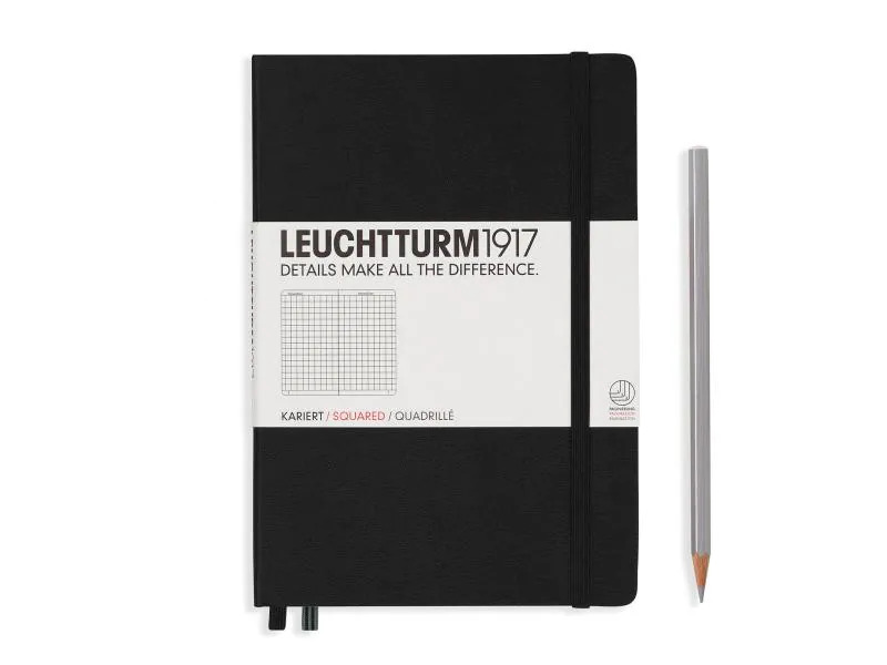 Leuchtturm Notizbuch Medium A5, Kariert, Schwarz