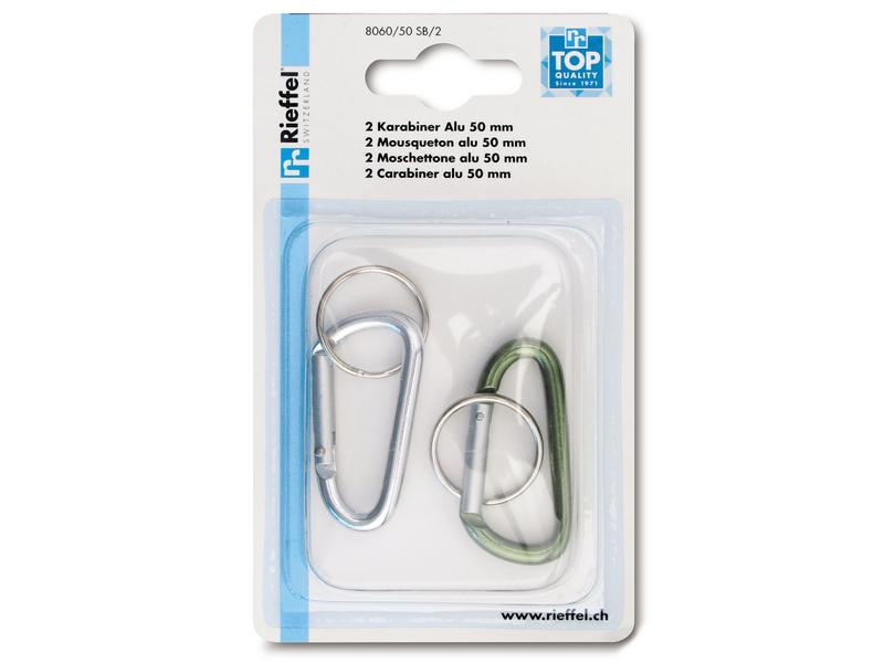 Robert Rieffel Schlüsselkarabiner 50 mm, 2 Stück, assortiert